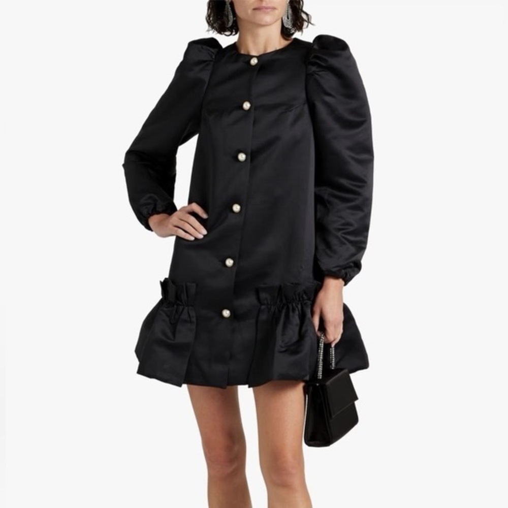 SLEEPER Mystery Puff Ruffled Duchesse-Satin Mini Dress